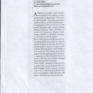 Inserimento nella GUIDA AGLI EXTRAVERGINI ediz. 2002 – SLOW FOOD editore.