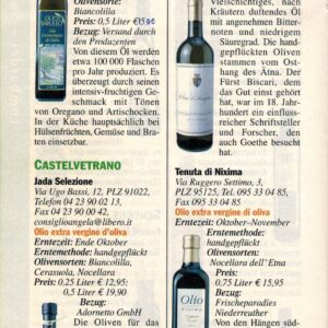 DER FEINSCHMECKER, rivista leader in Germania nel settore della gastronomia: inserimento dell’OLIO SARULLO nella pubblicazione riguardante gli olii di alta qualità edizione 2003